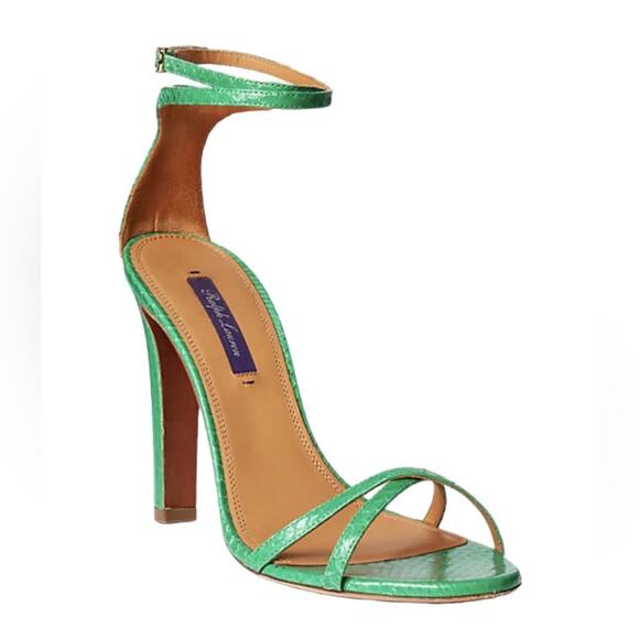 Ralph Lauren Collection Ardelisa Ayers Snakeskin Sandal Sz 39 green - Picture 1 of 12